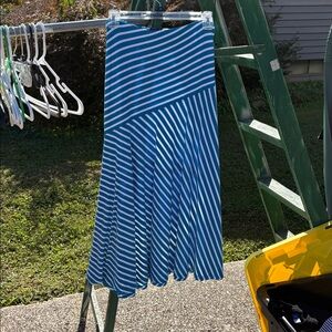 Blue and White Striped Skirt